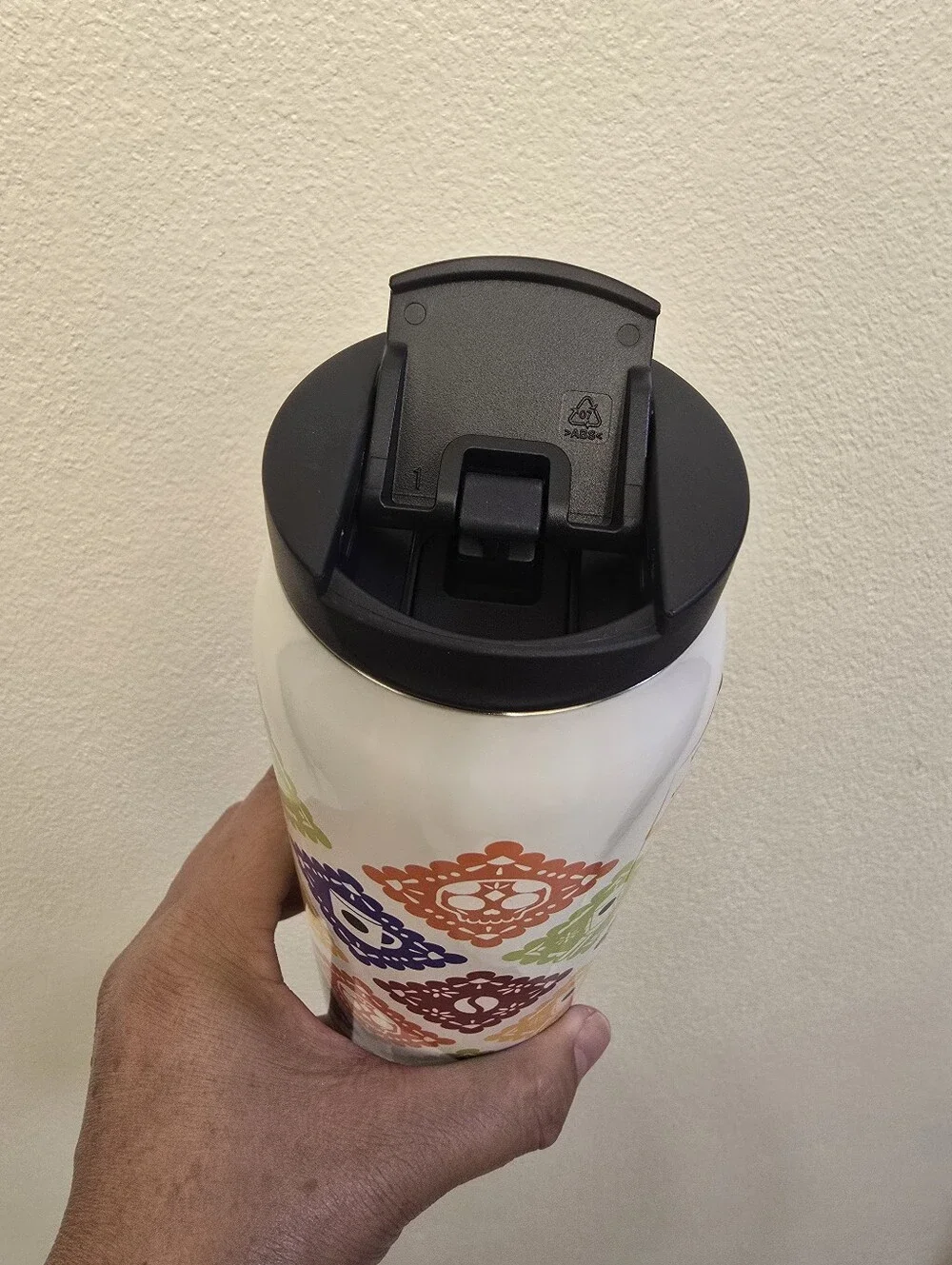 Starbucks White Tumbler with Multicolor Diamond Icons